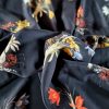 Tesatura crepe din matase naturala -  design floral, Multicolor