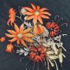 Tesatura crepe din matase naturala -  design floral, Multicolor