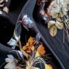 Tesatura crepe din matase naturala -  design floral, Multicolor