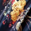 Tesatura crepe din matase naturala -  design floral, Multicolor