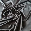 Tesatura crepe din mătase sintetica satinata - design uni, Negru