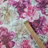 Tesatura cu paiete  imprimate - design floral, Cyclamen- Roz - Bej