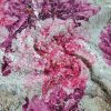 Tesatura cu paiete  imprimate - design floral, Cyclamen- Roz - Bej