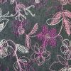 Tesatura denim din bumbac – brodata , Negru – Roz – Cyclamen - Alb