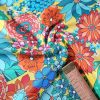 Tesatura din bumbac elastic cu Imprimeu floral , Multicolor