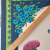 Tesatura din matase naturala , crepe de chine - tip panou cu bordură,  design floral