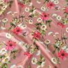 Tesatura din matase naturala - crepe de chine cu design floral, Roz