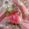 Tesatura din matase naturala - crepe de chine cu design floral, Roz