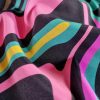 Tesatura din matase naturala cu  elastan - design abstract , Multicolor