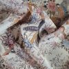 Tesatura din matase naturala cu  elastan - design exotic, Ivoire – Roz - Bej