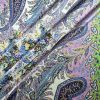 Tesatura din matase naturala cu viscoza  - tip panouri mici cu bordura  design floral și motive paisley,  Multicolor
