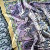 Tesatura din matase naturala cu viscoza  - tip panouri mici cu bordura  design floral și motive paisley,  Multicolor