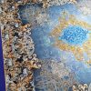 Tesatura din matase naturala twill - panou cu design renascentist, Bleu – Auriu - Bej