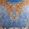 Tesatura din matase naturala twill - panou cu design renascentist, Bleu – Auriu - Bej