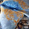 Tesatura din matase naturala twill - panou cu design renascentist, Bleu – Auriu - Bej