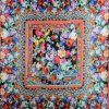 Tesatura din matase naturala twill - panou cu design floral, Multicolor