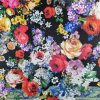 Tesatura din matase naturala twill - panou cu design floral, Multicolor