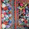 Tesatura din matase naturala twill - panou cu design floral, Multicolor