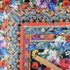 Tesatura din matase naturala twill - panou cu design floral, Multicolor