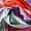 Tesatura din matase sintetica sidefata - design in degrade, Roz - Verde - Portocaliu – Violet