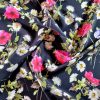 Tesatura din mătase naturala,  crepe de chine - design floral, Multicolor