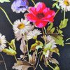 Tesatura din mătase naturala,  crepe de chine - design floral, Multicolor