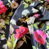 Tesatura din mătase naturala,  crepe de chine - design floral, Multicolor