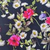 Tesatura din mătase naturala,  crepe de chine - design floral, Multicolor