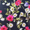 Tesatura din mătase naturala,  crepe de chine - design floral, Multicolor