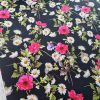 Tesatura din mătase naturala,  crepe de chine - design floral, Multicolor
