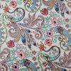 Tesatura din mătase naturala cu viscoza - motive paisley si design floral, Multicolor