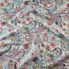 Tesatura din mătase naturala cu viscoza - motive paisley si design floral, Multicolor