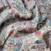 Tesatura din mătase naturala cu viscoza - motive paisley si design floral, Multicolor