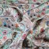 Tesatura din mătase naturala cu viscoza - motive paisley si design floral, Multicolor