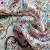 Tesatura din mătase naturala cu viscoza - motive paisley si design floral, Multicolor