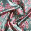 Tesatura dublu crepe din mătase -  design floral, Vernil - Cyclamen