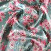 Tesatura dublu crepe din mătase -  design floral, Vernil - Cyclamen