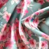 Tesatura dublu crepe din mătase -  design floral, Vernil - Cyclamen