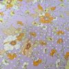 Tesatura din mătase naturala tip jacquard - design floral, Lila – Portocaliu - Galben