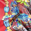 Tesatura din mătase naturala twill – tip panou design oriental, Multicolor