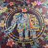 Tesatura din mătase naturala twill – tip panou design oriental, Multicolor