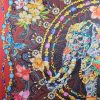 Tesatura din mătase naturala twill – tip panou design oriental, Multicolor