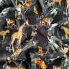 Tesatura triplu voal din viscoza – animal print, Negru – maro - gri