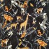 Tesatura triplu voal din viscoza – animal print, Negru – maro - gri