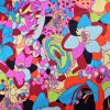Tesatura din viscoza subțire - design exotic cu flori stilizate, Multicolor