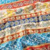 Tesatura fina din bumbac cu broderie  spartă - benzi etno cu motive florale , Multicolor