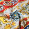 Tesatura fina din bumbac cu broderie  spartă - benzi etno cu motive florale , Multicolor