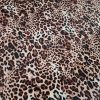 Tesatura gofrata din matase naturala cu lână și elastan - design animal print, Maro - Roscat