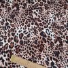Tesatura gofrata din matase naturala cu lână și elastan - design animal print, Maro - Roscat