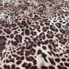 Tesatura gofrata din matase naturala cu lână și elastan - design animal print, Maro - Roscat